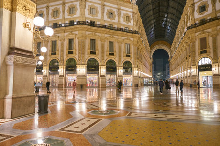 MILAN, ITALY - CIRCA NOVEMBER, 2017: Galleria Vittorio Emanuele II in the nightのeditorial素材