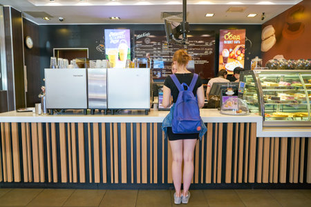 MOSCOW, RUSSIA - CIRCA AUGUST, 2018: McCafe at a McDonald's store place.