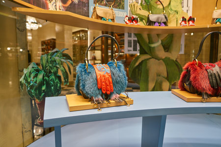 MILAN, ITALY - CIRCA NOVEMBER, 2017: a window display at Prada store in Galleria Vittorio Emanuele II.のeditorial素材