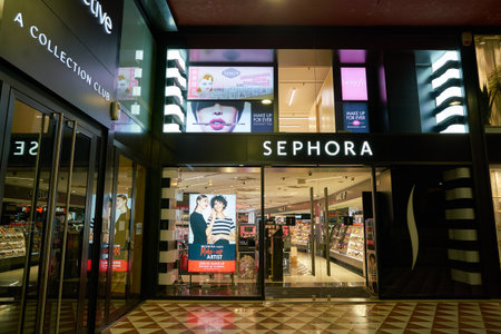 MILAN, ITALY - CIRCA NOVEMBER, 2017: Sephora store in Milan. Sephora is a French chain of cosmetics stores.のeditorial素材