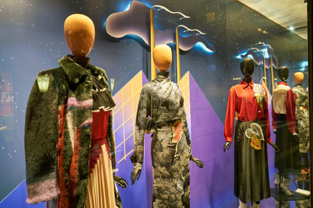 MILAN, ITALY - CIRCA NOVEMBER, 2017: shop window display of clothing at a store in Milan, Italy.