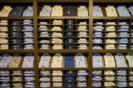 MILAN, ITALY - CIRCA NOVEMBER, 2017: clothing on display at retail store in Milan.