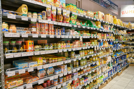MILAN, ITALY - CIRCA NOVEMBER, 2017: interior shot of supermarket store in Milan.のeditorial素材