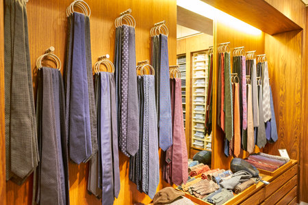 ROME, ITALY - CIRCA NOVEMBER, 2017: interior shot of Boggi Milano store in Fiumicino International Airport. Boggi Milano is an Italian menswear brand.のeditorial素材