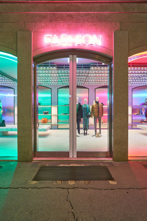 MILAN, ITALY - CIRCA NOVEMBER, 2017: entry at a store in Milan, Italy.のeditorial素材