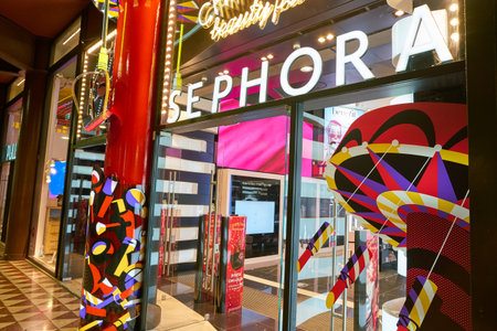 MILAN, ITALY - CIRCA NOVEMBER, 2017: Sephora store in Milan. Sephora is a French chain of cosmetics stores.のeditorial素材