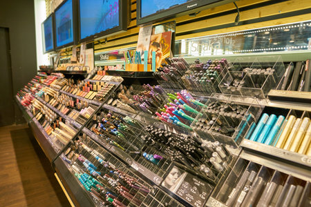 MILAN, ITALY - CIRCA NOVEMBER, 2017: cosmetics on display at a store in Milan.のeditorial素材