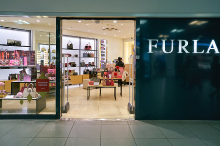 ROME, ITALY - CIRCA NOVEMBER, 2017: entrance to a Furla store in Fiumicino International Airport.のeditorial素材
