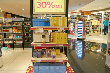 ROME, ITALY - CIRCA NOVEMBER, 2017: interior shot of Duty Free store in Fiumicino International...