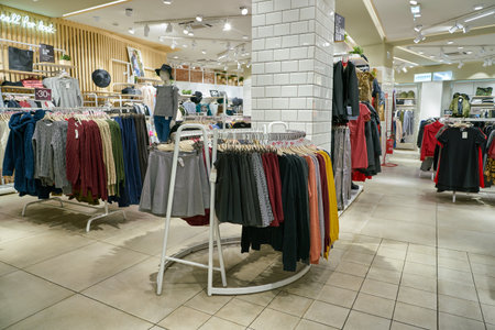 MILAN, ITALY - CIRCA NOVEMBER, 2017: clothing on display at retail store in Milan.