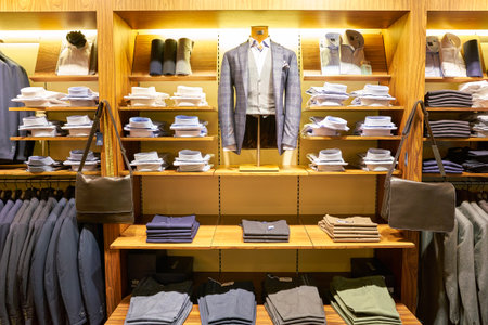 ROME, ITALY - CIRCA NOVEMBER, 2017: interior shot of Boggi Milano store in Fiumicino International...