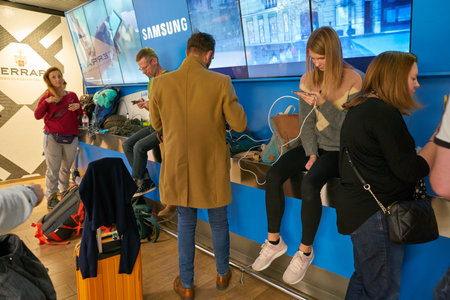 ROME, ITALY - CIRCA NOVEMBER, 2017: passengers in Fiumicino International Airport "Leonardo da Vinci"のeditorial素材