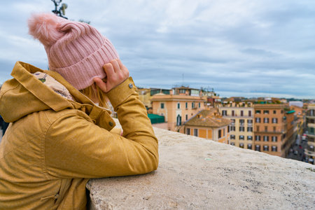 ROME, ITALY - CIRCA NOVEMBER, 2017: close up shot of young woman in Rome. Rome is the capital city of Italy.のeditorial素材