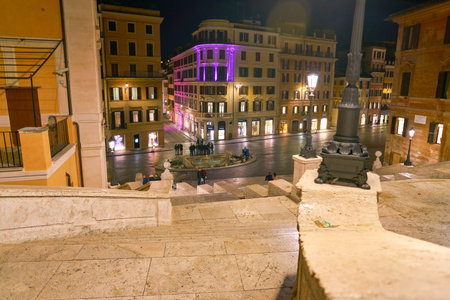 ROME, ITALY - CIRCA NOVEMBER, 2017: Piazza di Spagna viewed from the Spanish Steps. Rome is the capital city of Italy.のeditorial素材