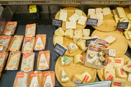 MILAN, ITALY - CIRCA NOVEMBER, 2017: inside Carrefour store in Milan.のeditorial素材