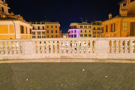 ROME, ITALY - CIRCA NOVEMBER, 2017: a handrail in Rome at night. Rome is the capital city of Italy.のeditorial素材
