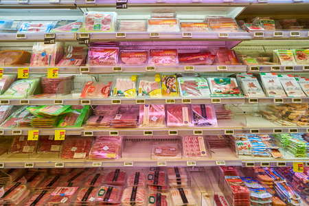 MILAN, ITALY - CIRCA NOVEMBER, 2017: inside Carrefour store in Milan.