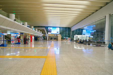 ROME, ITALY - CIRCA NOVEMBER, 2017: interior shot of Fiumicino International Airport "Leonardo da Vinci"のeditorial素材