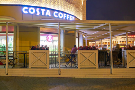 MOSCOW, RUSSIA - CIRCA JULY, 2018: Costa Coffee in Moscow. Costa Coffee is a British multinational coffeehouse companyのeditorial素材