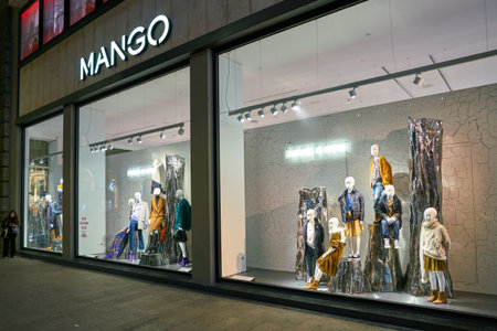 MILAN, ITALY - CIRCA NOVEMBER, 2017: Mango store in Milan. MANGO is a Spanish clothing design and manufacturing company.のeditorial素材