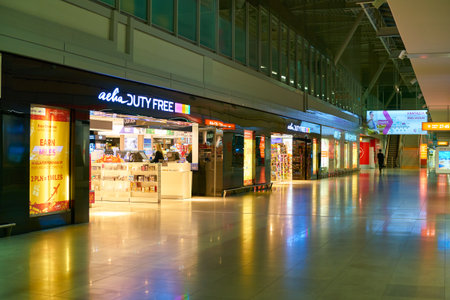 WARSAW, POLAND - CIRCA NOVEMBER, 2017: inside Warsaw Chopin Airport.のeditorial素材