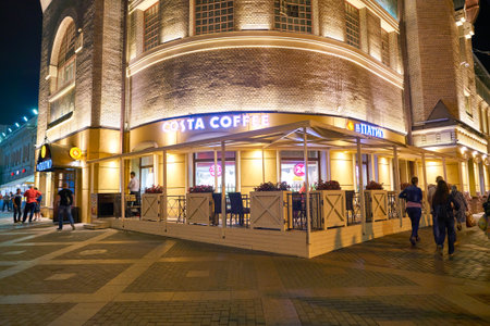 MOSCOW, RUSSIA - CIRCA JULY, 2018: Costa Coffee in Moscow. Costa Coffee is a British multinational coffeehouse companyのeditorial素材