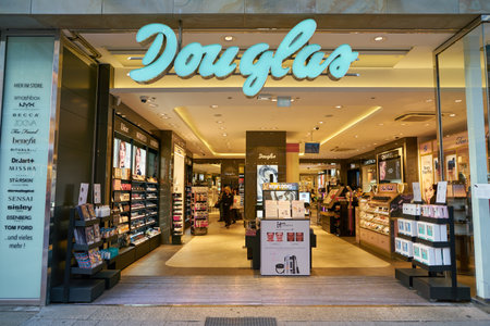 DUSSELDORF, GERMANY - CIRCA SEPTEMBER, 2018: entrance to Douglas store in Dusseldorf.