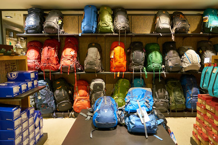 DUSSELDORF, GERMANY - CIRCA SEPTEMBER, 2018: interior shot of Globetrotter store in Dusseldorf.のeditorial素材