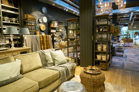 DUSSELDORF, GERMANY - CIRCA SEPTEMBER, 2018: interior shot of Riviera Maison store in Dusseldorf.のeditorial素材