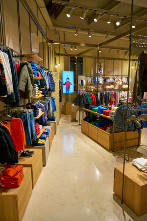 ROME, ITALY - CIRCA NOVEMBER, 2017: interior shot of United Colors of Benetton store in Rome.