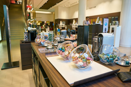 DUSSELDORF, GERMANY - CIRCA SEPTEMBER, 2018: inside Nespresso store in Dusseldorf. Nespresso...