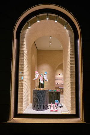 ROME, ITALY - CIRCA NOVEMBER, 2017: shop window at Valentino shop in Rome.