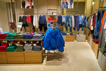 ROME, ITALY - CIRCA NOVEMBER, 2017: interior shot of United Colors of Benetton store in Rome.