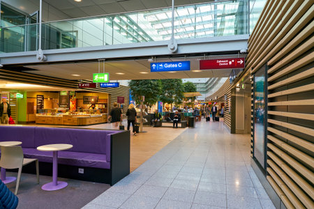 DUSSELDORF, GERMANY - CIRCA OCTOBER, 2018: interior shot of Dusseldorf airport.のeditorial素材
