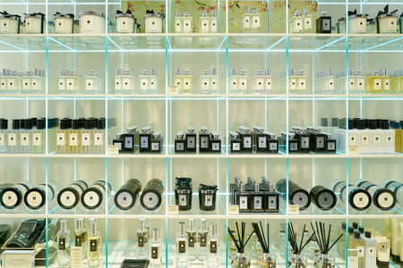 DUSSELDORF, GERMANY - CIRCA SEPTEMBER, 2018: Jo Malone products on display at Galeria Kaufhof in...