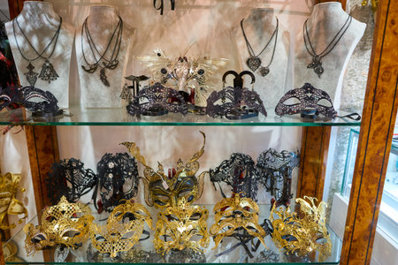 ROME, ITALY - CIRCA NOVEMBER, 2017: masks on display at a shop in Rome.のeditorial素材