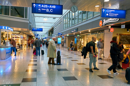 DUSSELDORF, GERMANY - CIRCA OCTOBER, 2018: interior shot of Dusseldorf airport.のeditorial素材
