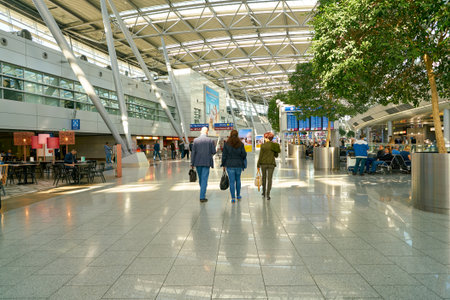 DUSSELDORF, GERMANY - CIRCA OCTOBER, 2018: interior shot of departure level in Dusseldorf airport.のeditorial素材