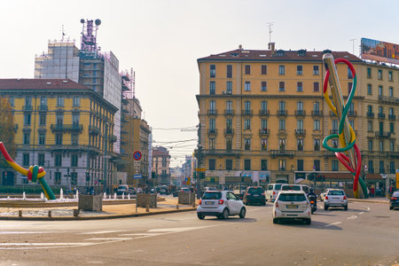 MILAN, ITALY - CIRCA NOVEMBER, 2017: Milan urban landscape. Milan is a city in northern Italy.のeditorial素材
