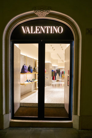 ROME, ITALY - CIRCA NOVEMBER, 2017: a Valentino store in Rome.のeditorial素材
