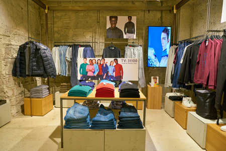 ROME, ITALY - CIRCA NOVEMBER, 2017: interior shot of United Colors of Benetton store in Rome.