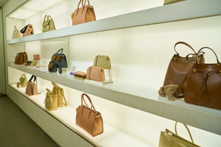 ROME, ITALY - CIRCA NOVEMBER, 2017: interior shot of a Furla shop in Rome.のeditorial素材