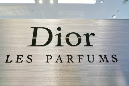 DUSSELDORF, GERMANY - CIRCA SEPTEMBER, 2018: close up shot of Dior sign at Galeria Kaufhof in...