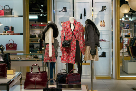 DUSSELDORF, GERMANY - CIRCA OCTOBER, 2018: mannequins on display at Patrizia Pepe shop in Dusseldorf airport.のeditorial素材