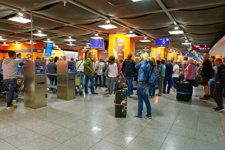 DUSSELDORF, GERMANY - CIRCA OCTOBER, 2018: baggage claim area in Dusseldorf airport.