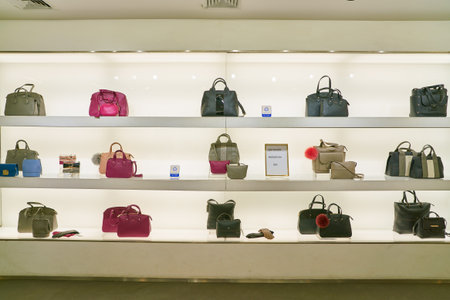 ROME, ITALY - CIRCA NOVEMBER, 2017: interior shot of a Furla shop in Rome.のeditorial素材