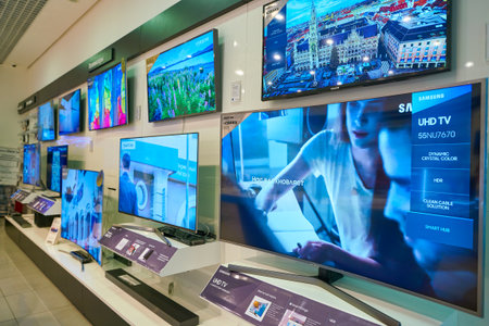 MOSCOS, RUSSIA - SEPTEMBER 20, 2018: interior shot of Samsung store in Moscow.