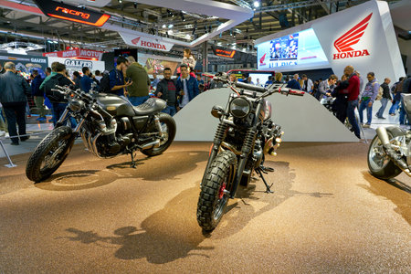MILAN, ITALY - NOVEMBER 11, 2017: motorcycles on display at EICMA 2017 - 75th International Motorcycle Exhibitionのeditorial素材