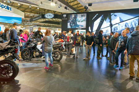 MILAN, ITALY - NOVEMBER 11, 2017: people at EICMA 2017 - 75th International Motorcycle Exhibition