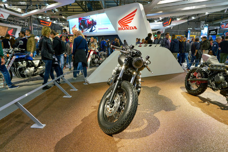 MILAN, ITALY - NOVEMBER 11, 2017: a motorcycle is displayed at EICMA 2017 - 75th International...